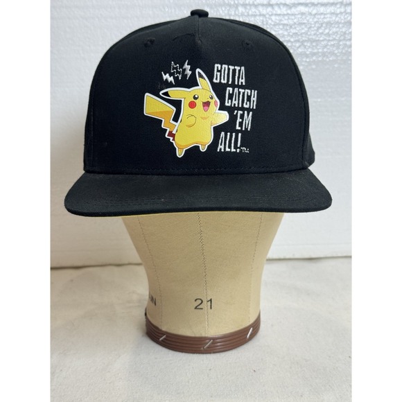 Pikachu Cap Hat Snapback Adjustable Baseball Golf Sports Black Gotta Catch - Picture 1 of 5